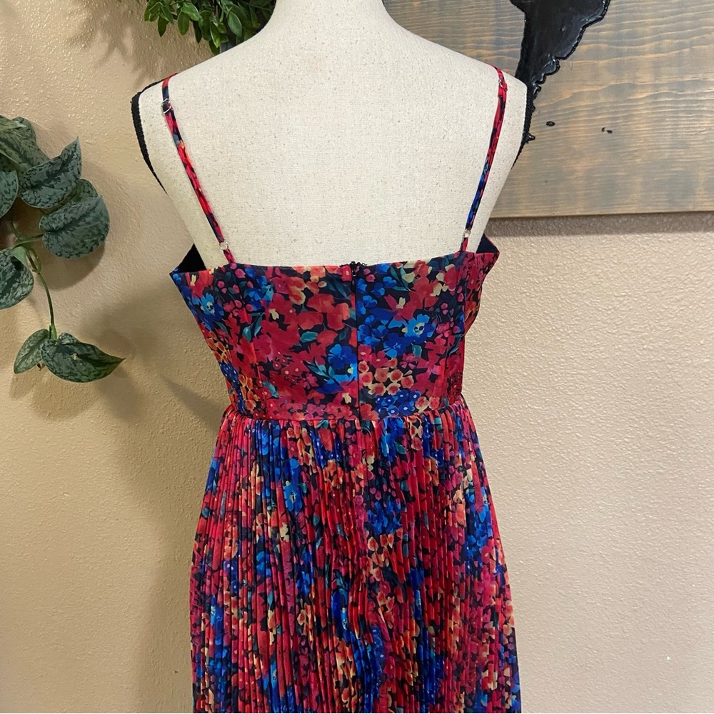 NWOT Lulus Sincerely Gorgeous Black Multi Floral Pleated Midi Dress - Picture 5 of 9